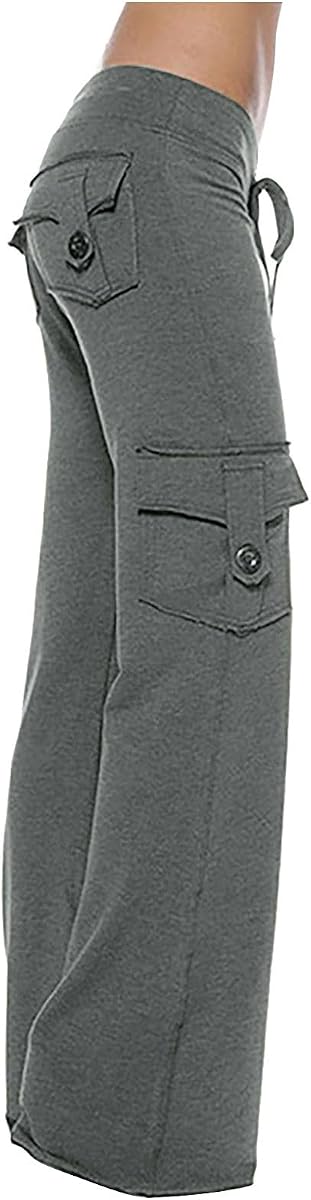 Cargo Yoga Pants for Women Plus Size High Waist Wide Leg Lounge Trousers Bootcut Flared Yoga Pants with Pockets