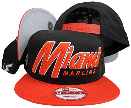 Miami Marlins Snap It Back Negro/Naranja Ajustable miniatura 2