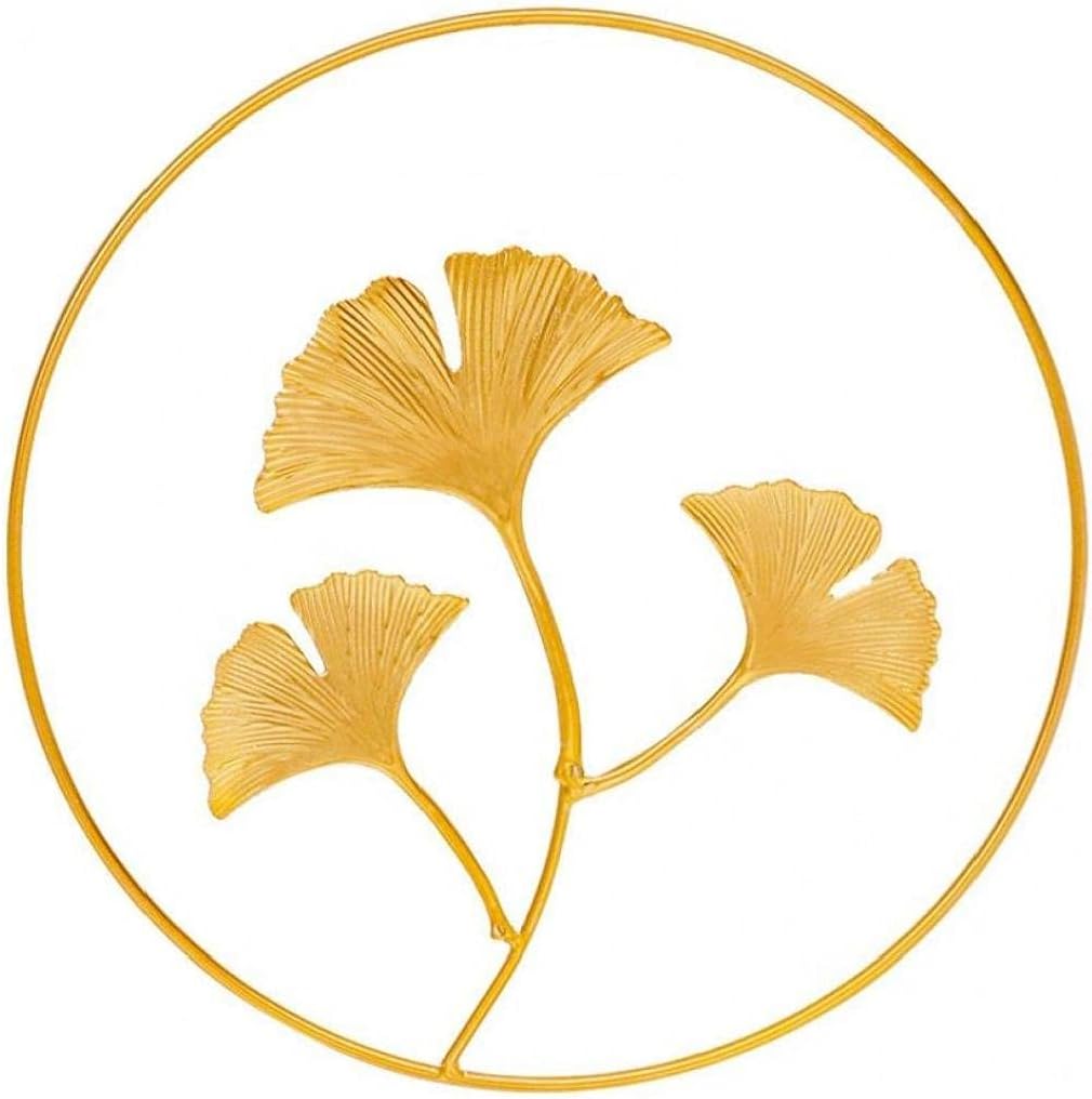 Metal Wall Art Decor Golden Ginkgo Biloba Wall Hanging Sculptures Decorations for Living Room Bedroom Bathroom Office