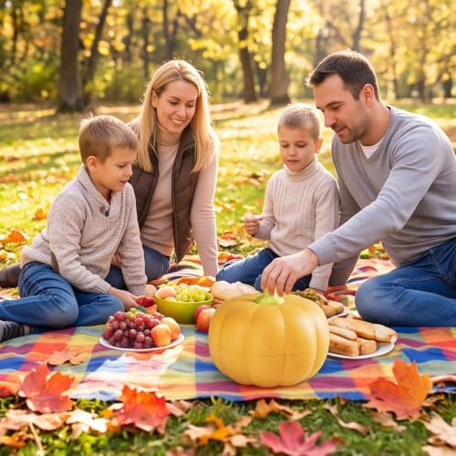 Halloween Candy Bowl, 7 Inches Detachable Multi Compartment Storage Reusable Pumpkin-Shaped Fruit Tray with Sealed Top Cover,Multi-Purpose Multi Scenario Universal Fruit Bowl for Autumn Halloween - image 7