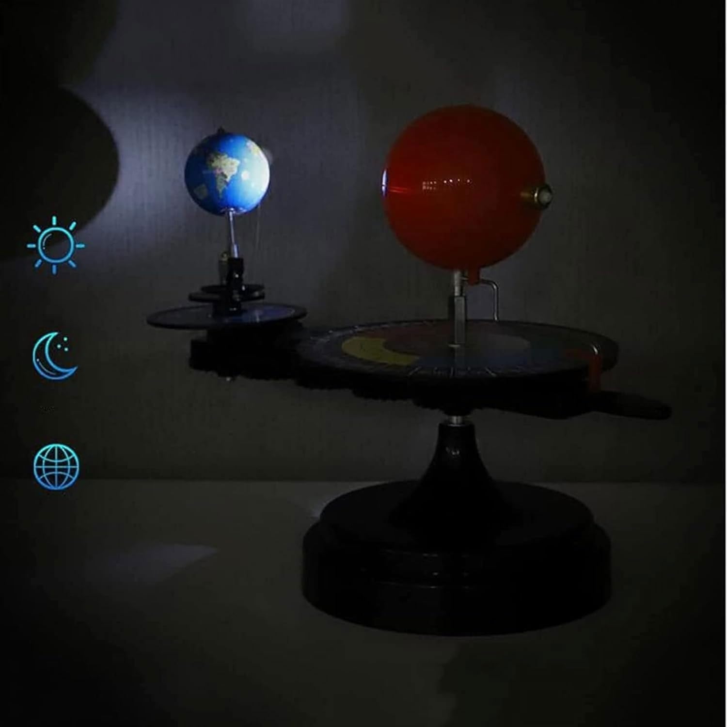 Modello orbitale Sole Terra Luna con Luce - Strumento didattico for la Geografia del Movimento Celeste Kit Completo di esperimenti sul Sistema Solare