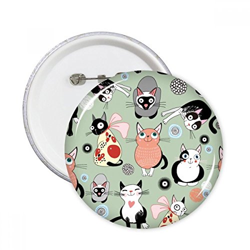 Badge chat mignon broches rondes dessin animé vêtement et décoration sac pack de 5 L