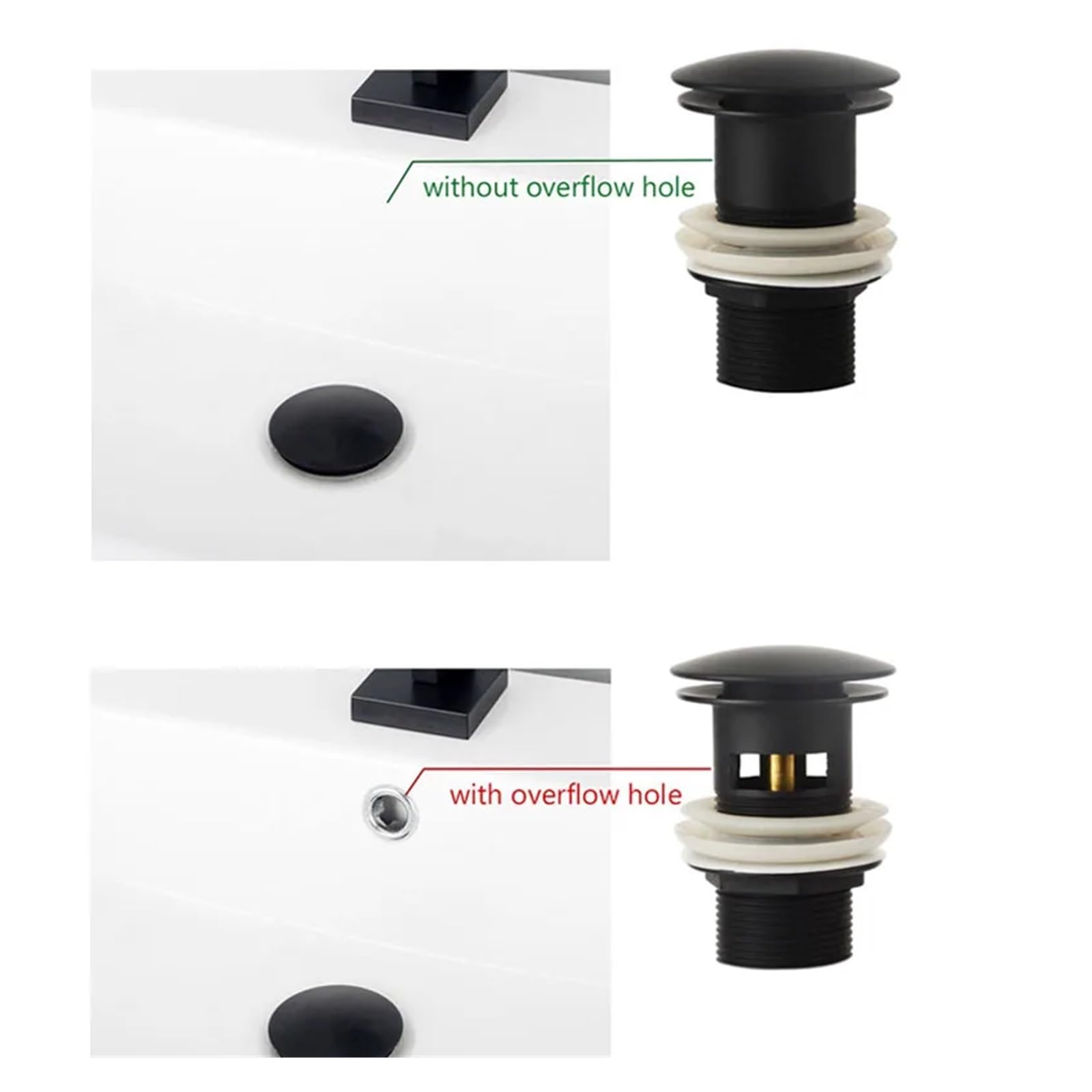 Tapon Lavabo Tapón emergente for Fregadero de baño, desagüe en Oro Cepillado, Negro Mate, Blanco, Oro Rosa, Dorado, Accesorios for Lavabo cromados(Orb no Hole)