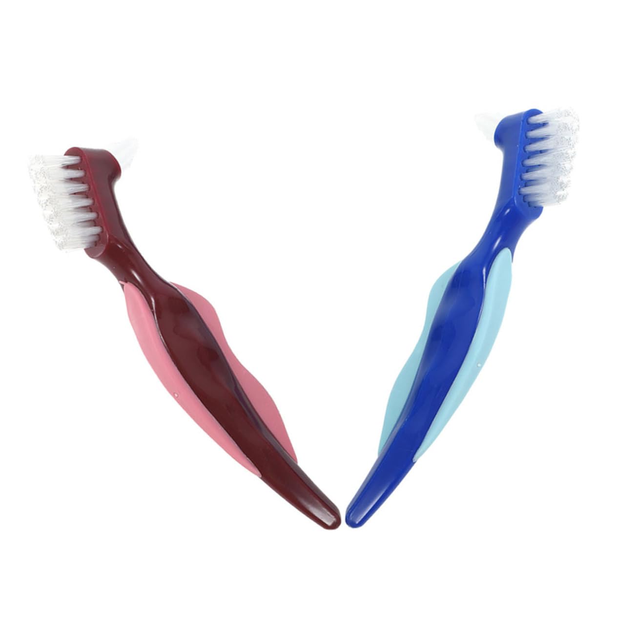 Healvian 10pezzi Spazzola Per Dentiera Spazzola Doppia Faccia Per Pulizia Protesi Spazzolino Portatile Per Igiene Orale Per Uso Domestico e Viaggi Colori
