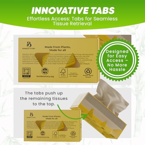 Image of Bamboo Story, Bamboo Lotion Facial Tissue Unbleached, 6 Box 3ply and 720 Sheets, Bamboo Facial Tissue - FSC Certified, Biodegradable, Chemical Free, Plastic Free, BPA Free, Bamboo Facial Tissue