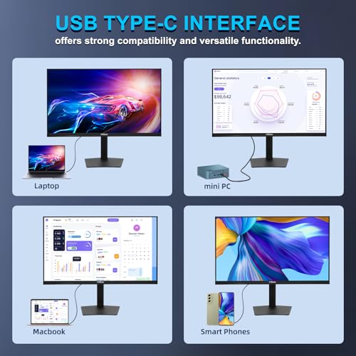 Image of FYHXele 32 Inch Large Touchscreen Monitor QHD 1440P 100Hz,USB-C, HDMI, Displayport,Height /Swivel /Tilt /Rotating Adjustable Stand, IPS Multi-Touch PC Monitor for mall, Office, Gaming