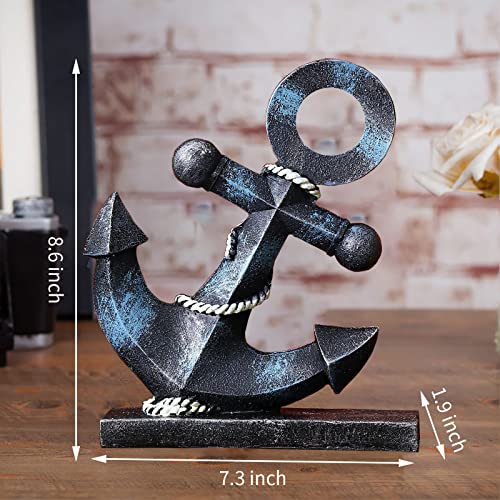JTSTAN Nautical Boat Anchor Sculpture Decor - Creative Coastal Model Art Theme Ocean Retro Style Decorations Navy Home Office Desktop Bookshelf Crafts Sailboat Statue Resin Ornaments - Image 3