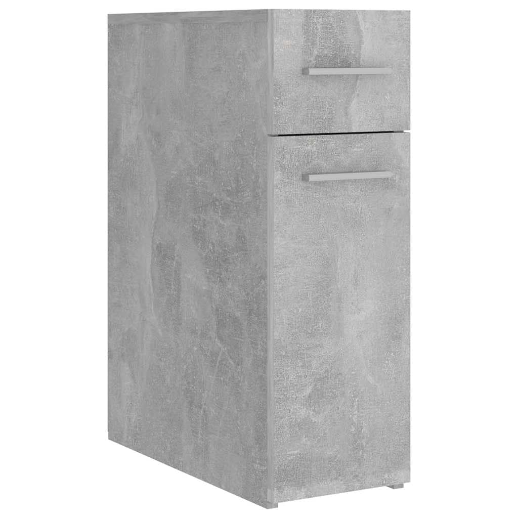 Apothekerschrank 20x45,5x60 cm Betongrau, Schmaler Küchenschrank aus Holzwerkstoff, Kompakter Vorratsschrank für Haushalt und Küche