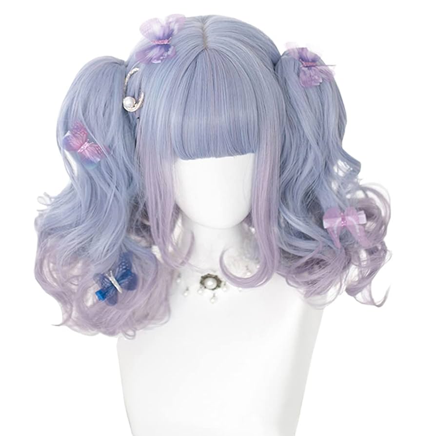 Amazon.co.jp: ウィッグ ツインテール カール 紫 メッシュ