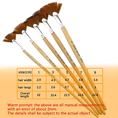 Mtqy 5 In 1 Fan Paint Brushes Kit Professional Artist Acrylic Paint Brushes Set For Watercolor, Acrylics, Ink, Gouache, Oil, Tempera Painting #TOP1
