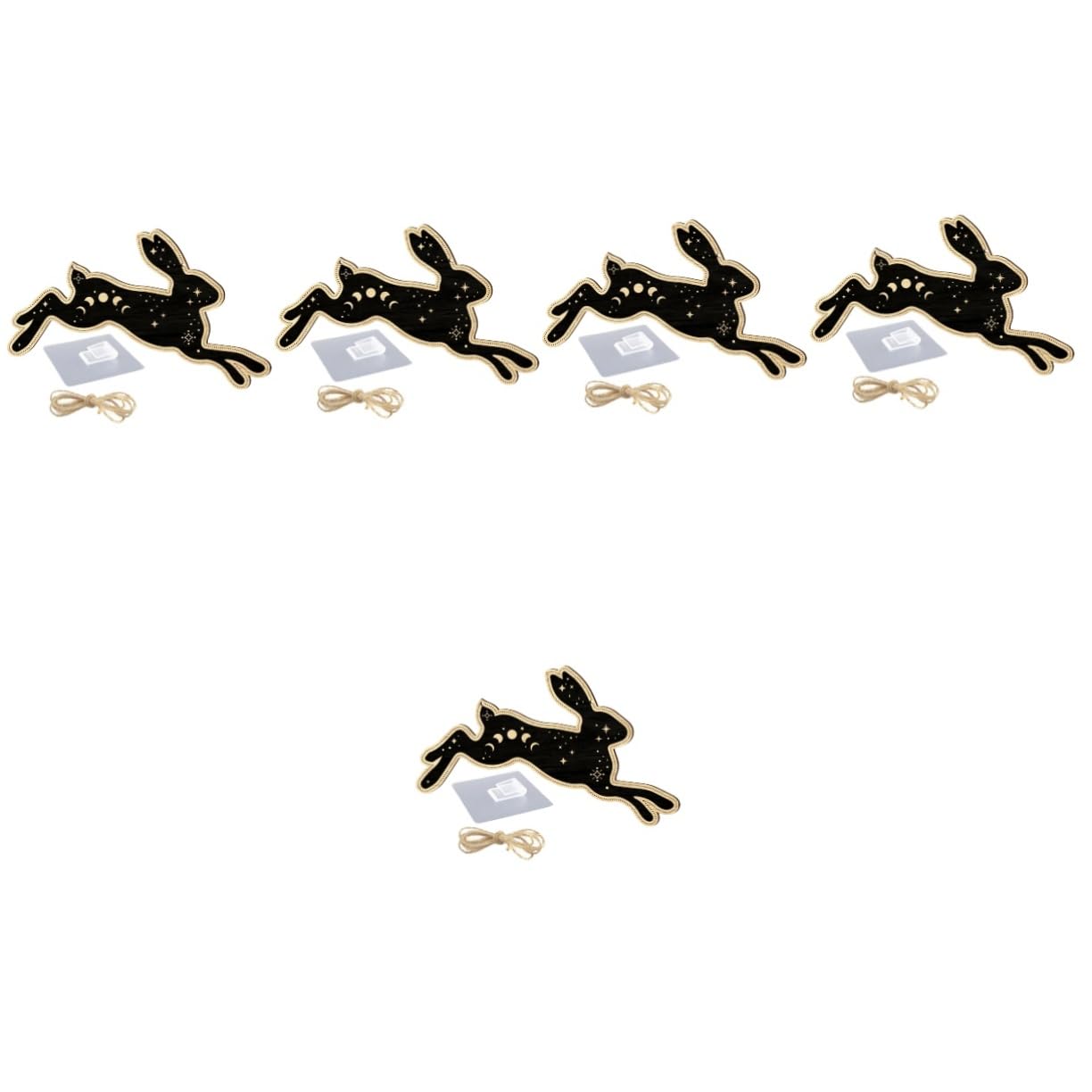 Amosfun 5pièces Décoration Murale Bois Suspendue Avec Motif De Lapin Accessoire Éclatant Pour Maison Pour Fêtes Et Décorations De Printemps
