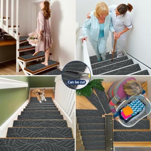Alfombrillas antideslizantes escaleras seguras con base lavable 8