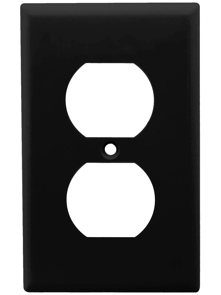 Leviton 80703-E 1-Gang Duplex Device Receptacle Wallplate, Standard Size, Thermoplastic Nylon, Device Mount, Black