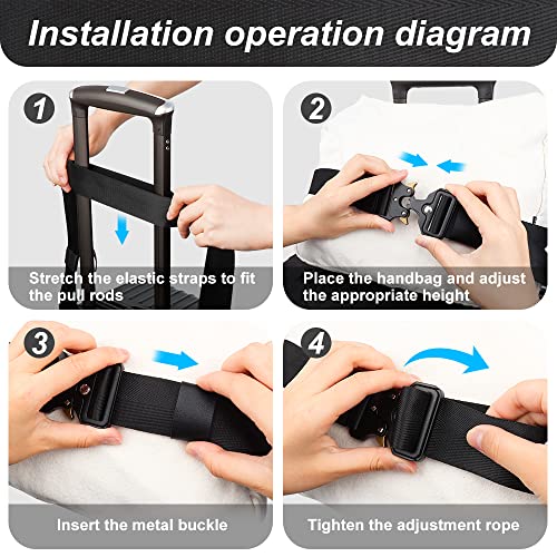 Wallfid Travel Belt For Luggage - Stylish Military Style, Adjustable Metal Quick Release Buckle, 1.5" Heavy-Duty Nylon, Leather Trim, Airport Travel Accessories For Women & Men (2 Pcs Black, 38Mm) #TOP5