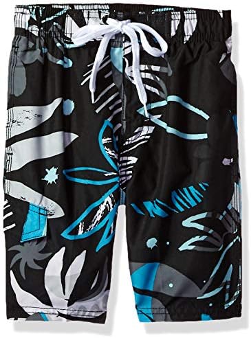 Kanu Surf Boys' Echo Quick Dry UPF 50+ Beach Swim Trunk, Baja Black, 14/16