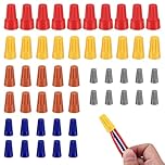 50 Pcs Electrical Wire Connectors Kit for 10-22 AWG Wires,Spring Wire Nuts Colourful Twist Caps for Quick Secure Connections Screw Terminals & Cable Connectors Electric Wire Caps Assortment
