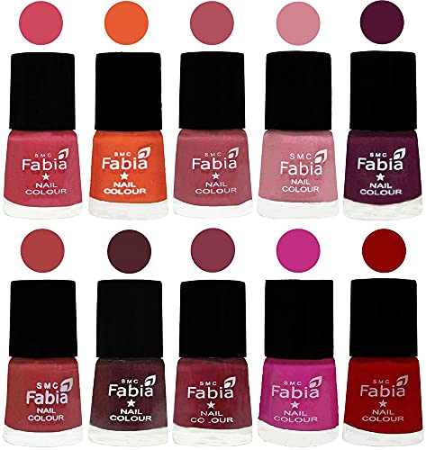 Image of ALL IN ONE (PACK OF 10), Long Lasting Glossy Nail Polish, 6 ml Each, All Vibrant Colours,02126
