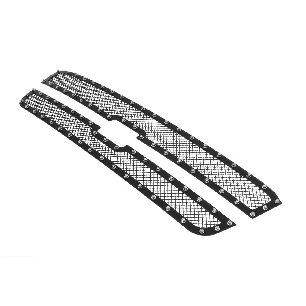 APS Compatible with Chevy Silverado 1500 SS HD 2003-2005 & 03-04 2500 3500 & 02-06 Avalanche Without Body Cladding Main Upper Stainless Steel Black Mesh Rivet Studs Grille Insert CL5717H