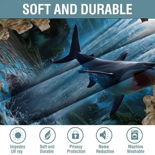 Rideau occultant requin cascade 3D | Double drapé isolant 140x245 cm