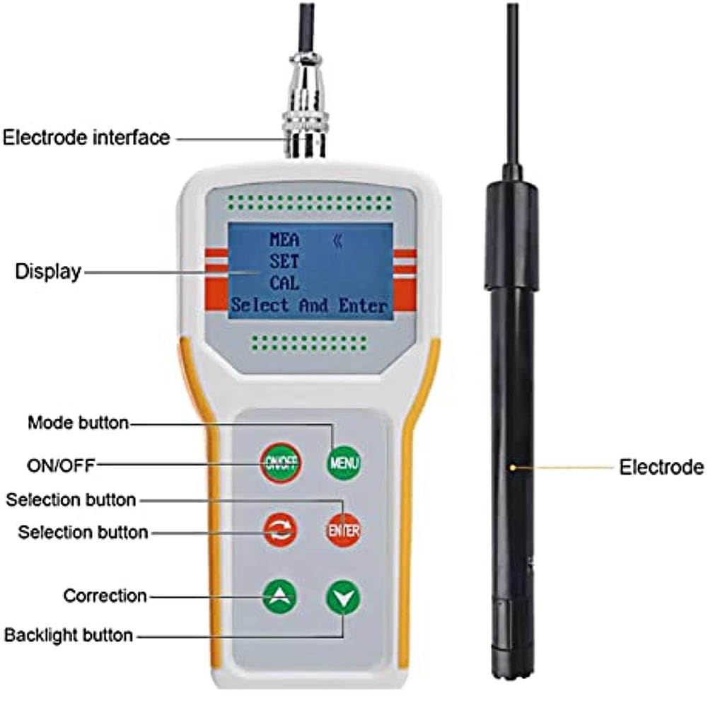 Probador portátil de calidad del agua, medidor de oxígeno disuelto para cría de animales con pantalla LCD retroiluminada, alta medición, para tratamiento de aguas residuales, laboratorios, acuicultura