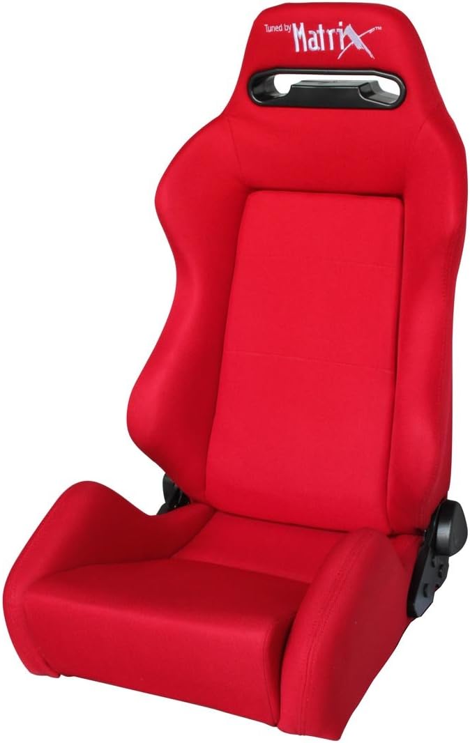 Red sport racing seats with sliders, reclinable TunedbyMatrix, universal fit sold as pairs