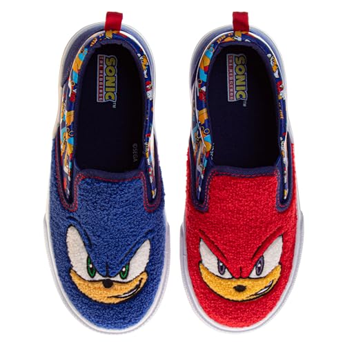 Josmo Sonic The Hedgehog Shoes Lowtop Sneakers for Boys - Sonic Slip-on Sneaker Casual Fashion Kids Canvas Shoe - Blue (Size 10 Toddler)