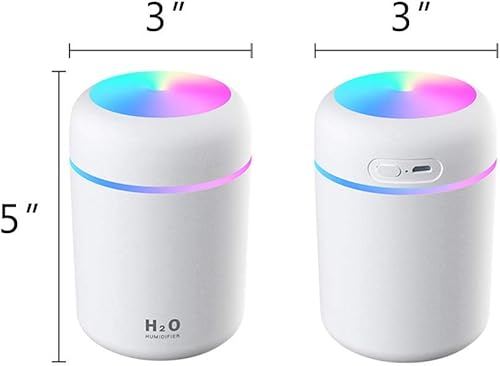 Miniatura 2 de Humidificador de niebla fría, mini humidificador portátil de 10.1 fl oz con luz nocturna LED multicolor, 2 modos de niebla y apagado automático,