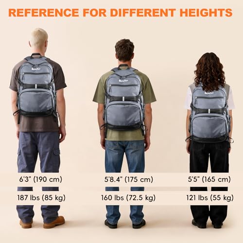 Seektop Lightweight Travel Backpack for Men Women, Multiple Pockets 40L Hiking Backpack Foldable Carry on Backpack for Outdoor Camping Sport Leisure (Gray) - image 6