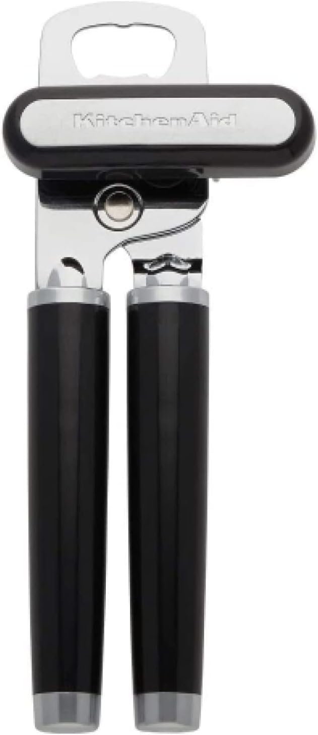 KitchenAid Classic Multifunction Can Opener and Bottle Opener Easy to Use,Razor Sharp Stainless Steel Cutting Wheel,Soft Ergonomic Handles,Black,(Pack of 12)