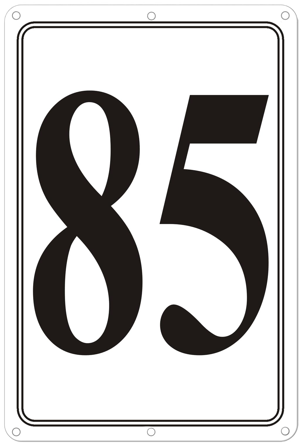 Premium Aluminum Number Signs 85, Metal 12" X 8" Numbered Signs Outdoor for Parking Lots, Floor, Dock, Court, Aisle, Field, High Visibility, No Fade, Weather-resistant