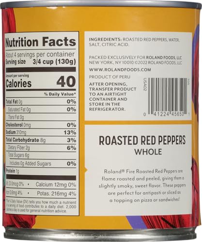 Image of Roland Foods Fire-Roasted Red Peppers, Specialty Imported Food, 28 Ounce, Pack of 1