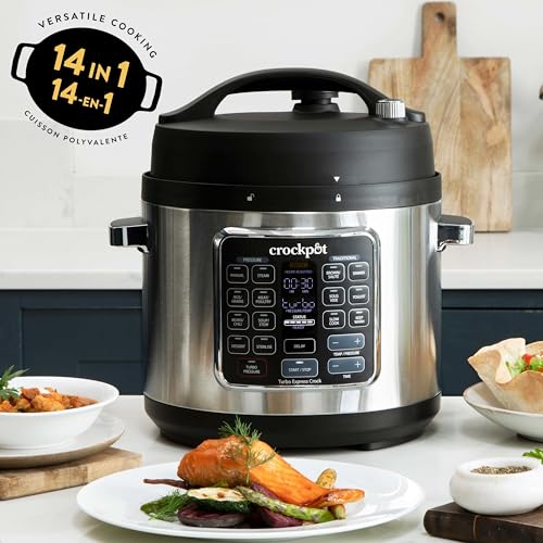 Foto von Crockpot Turbo Express Multikocher | 14-in-1-Zubereitungsmöglichkeiten | Schongarer, Dampfreiniger, Schnellkochtopf & mehr | 5,6 l (mehr als 6 Personen) | CSC062X