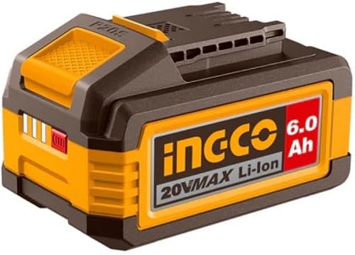Ingco 20V MAX Li-Ion Battery Pack, 6.0Ah, with LED Power Indicator, Compatible with Ingco Power Tools