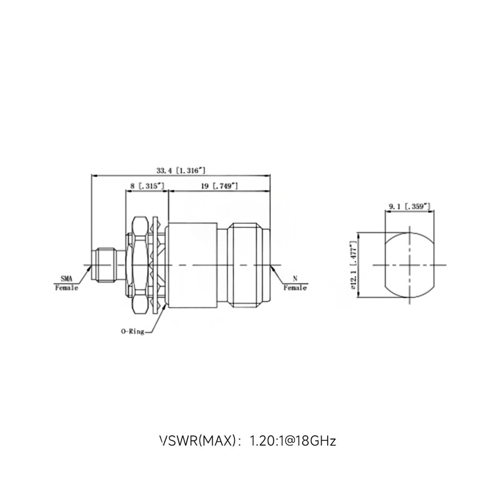 Adattatore di Prova N-SMA-KYK Adattatore coassiale RF 18G 1.20:1