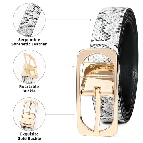 Women's Belt - Thin Gold Buckle Dress Belt for Dresses | Stretchable Waist Belt for Jeans & Skirts3