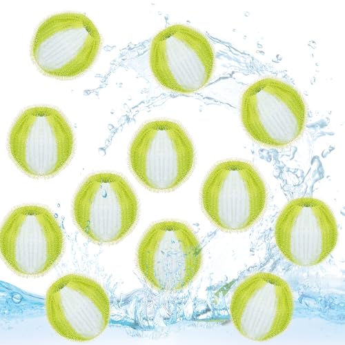 Waschmaschine Anti Fussel Bälle, 12 Stücke Haarfänger für Wäschetrockner, Wiederverwendbare Flusenkugeln, Waschmaschine Haarfänger, Fusselfänger, für Entfernt Tierhaare, Flusen und Fussel