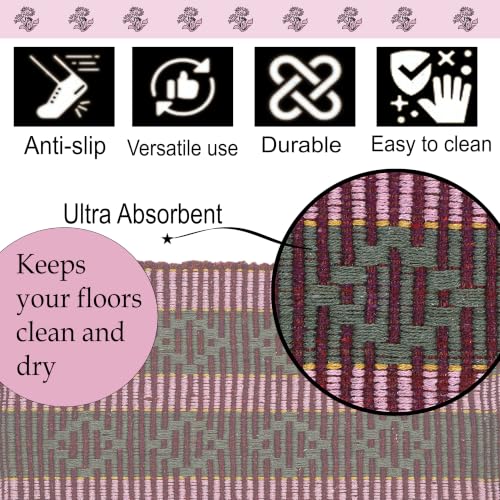Image of THE HOME TALK Door Mat Set of 3 | Anti-Skid Cotton Blend Kitchen Rugs | 40 x 60 cm | Multi Color Mix & Match Design | Washable Floor Mats for Kitchen, Bathroom, Entrance & Home Decor