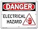 Vestil SI-D-23-B-AL-080 ELECTRICAL HAZARD Danger Sign, Aluminum, 0.080" Overall Size, 12.5" W x 9.5" H