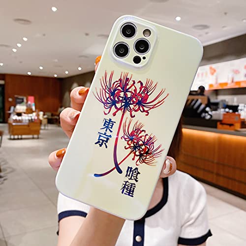 Fashion Blu-ray Cartoon Japan Anime Manga Cute Tokyo Ghoul Kaneki Ken Flowers Red Spider Lily Phone Case for iPhone 12 Pro Max Soft Cover Glossy Cover (Blu-ray-Soft-1, iPhone 12 Pro Max)