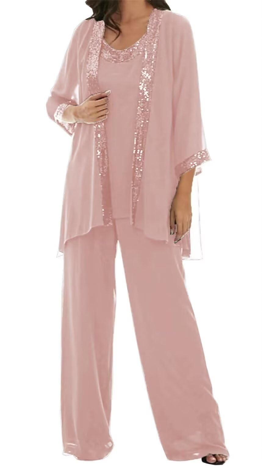 ManDu Mother of The Bride Pant Suit for Wedding Chiffon Jumpsuit Dressy Womens Dresses Formal Outfit