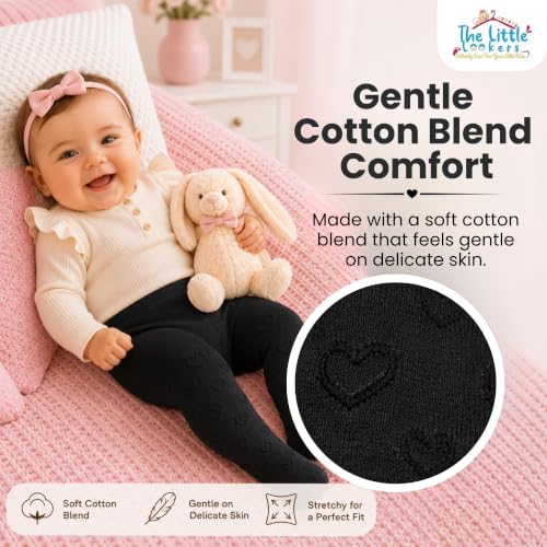Image of THE LITTLE LOOKERS Baby Tights Thick Toddler Baby Girl Seamless Knit Leggings Thick Solid Cotton Stockings Footed Pants Pantyhose for Years Baby