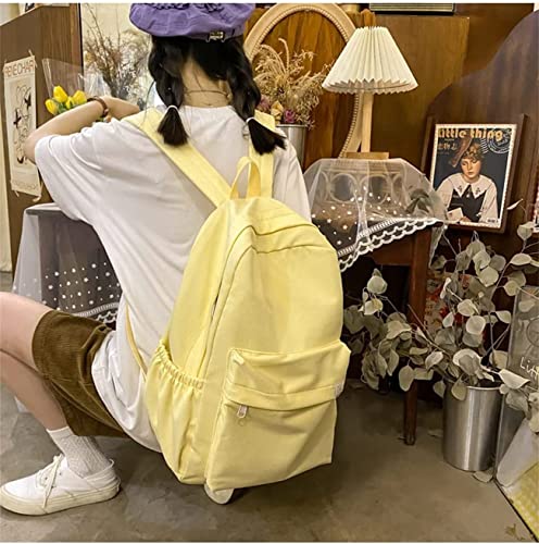 LELEBEAR Difa Bear Backpack - Kawaii Solid Color Cute Aesthetic Rucksack, Large Capacity (Yellow)2