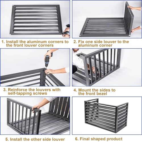 Odporna na warunki atmosferyczne zewnętrzna aluminiowa osłona klimatyzatora do mini dzielonej pompy ciepła | redukcja hałasu i półka na rośliny | białe wykończenie, s AC Units from Elements