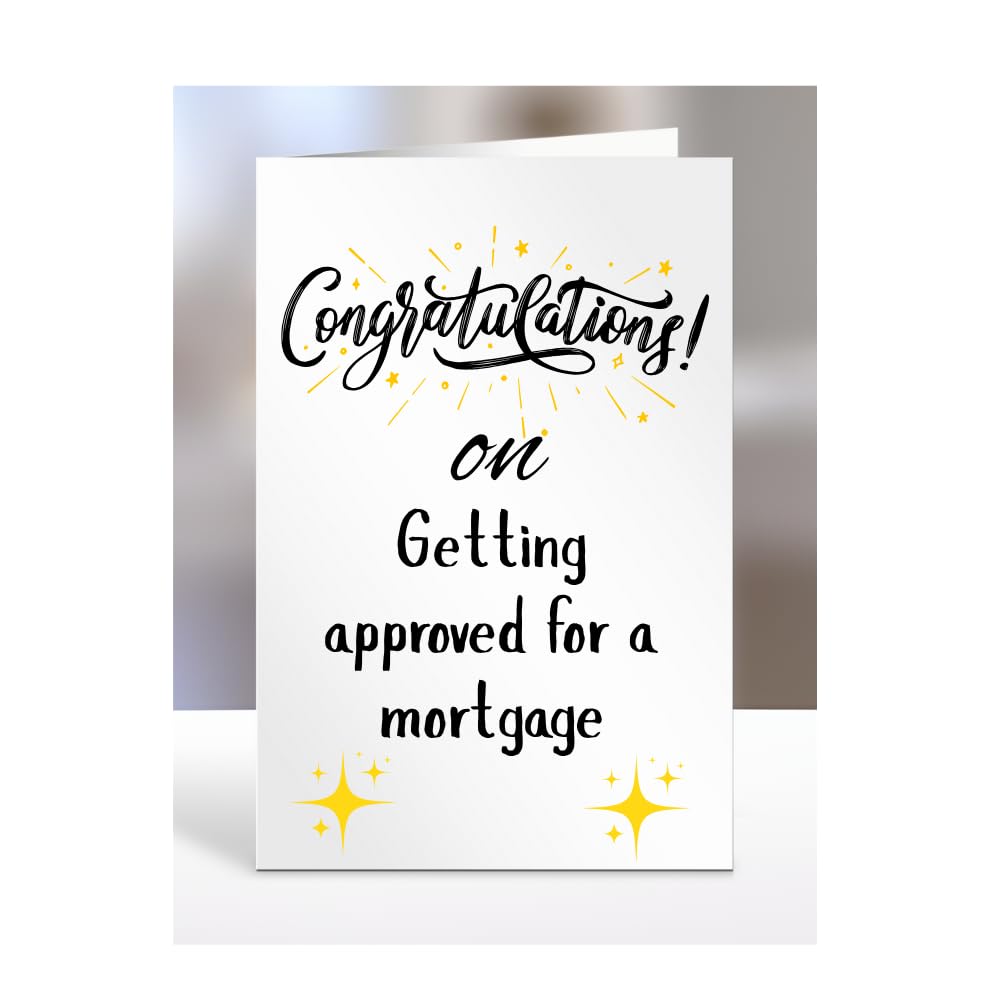 Congratulations on Getting approved for a mortgage Card, Gifts for Men or Women, Presents for Christmas, Greetings Card, Him, Her, Female, Male, A5-113_203 — image 1