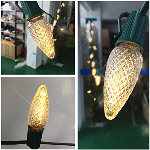 25 Pack C9 Outdoor Christmas Replacement Bulbs,Warm White Light Bulbs For Outdoor Patio String Lights,Dimmable Holiday Garden Lamps,Strawberry Style,5 Diode(Led's) In Each Bulbs, E17/C9 Base #TOP2