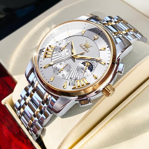 Image of OLEVS Watch for Men Original Chronograph Analog Quartz Waterproof Watch Luxury Premium Businesse Diamond Mens Dress Watches