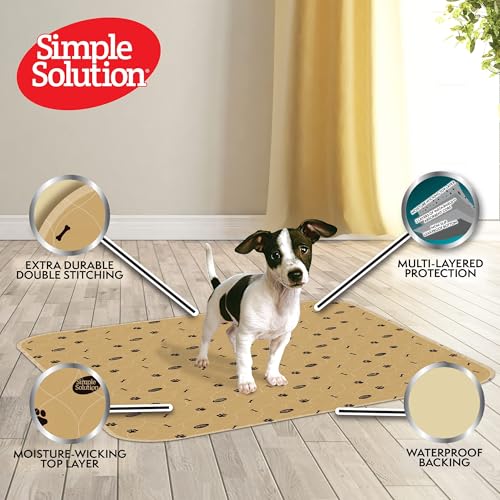 Image of Simple Solution Large Washable Puppy Pad | Reusable Dog Pee Pad | Absorbent and Odor Controlling | 30x32 Inches, 2 Count, Black & Beige