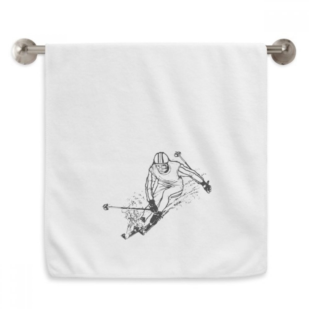 Serviette de toilette ski noir essuie-mains blanc et doux pour salle de bain 33x74