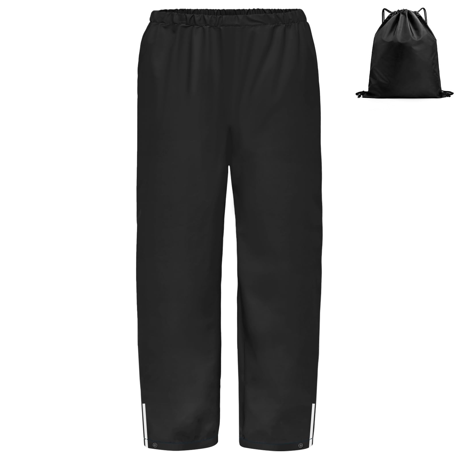 BSBUY Leichte Regenhose Kinder Matschhose Regenlatzhose mit Aufbewahrungstasche Ohne Träger Reflektorstreifen Regenbundhose Wasserdicht Winddicht Atmungsaktiv Rain Pants Unisex Matschanzug (132~162)