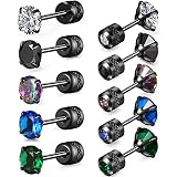 5 Pairs Titanium Studs Earrings for Women Men Stainless Steel Screw Back Tiny Stud Earrings Hypoalle